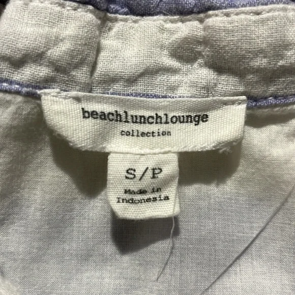 Beach Lunch Lounge Leandrina Blue Striped Linen Cotton Dress Pockets Size S/P - Picture 5 of 11